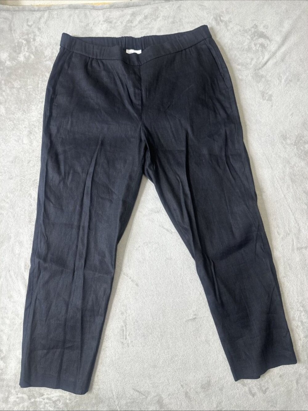 J.Jill Linen Blend Pants Black Pull On Elastic Waist Large Womens